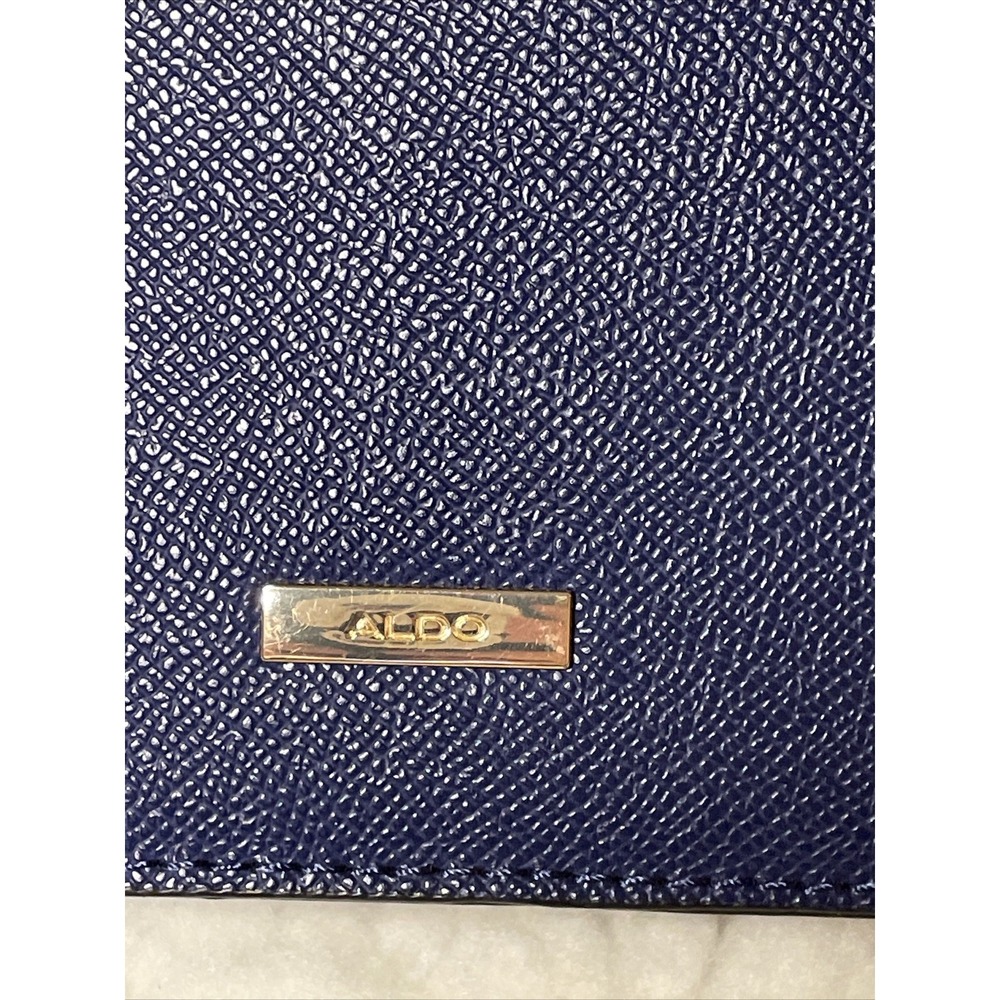ALDO Crossbody Purse Bag Blue Cream Red Gold Accents Zipper Pocket Buckle July 4 - Picture 9 of 16